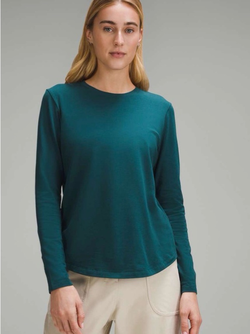 lululemon athletica Women's Long Sleeve Crewneck Top in Teal Green